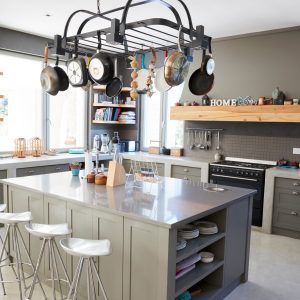 Kitchen Area Of Modern Home Interior With Island And Appliances